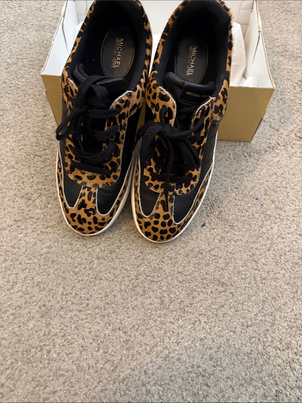 Michael Kors Kids Leopard Print and Black Sneakers
